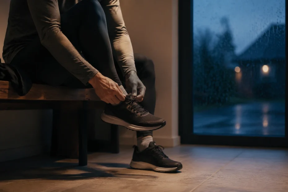 Personne qui lace ses chaussures pour agir malgré le manque de motivation