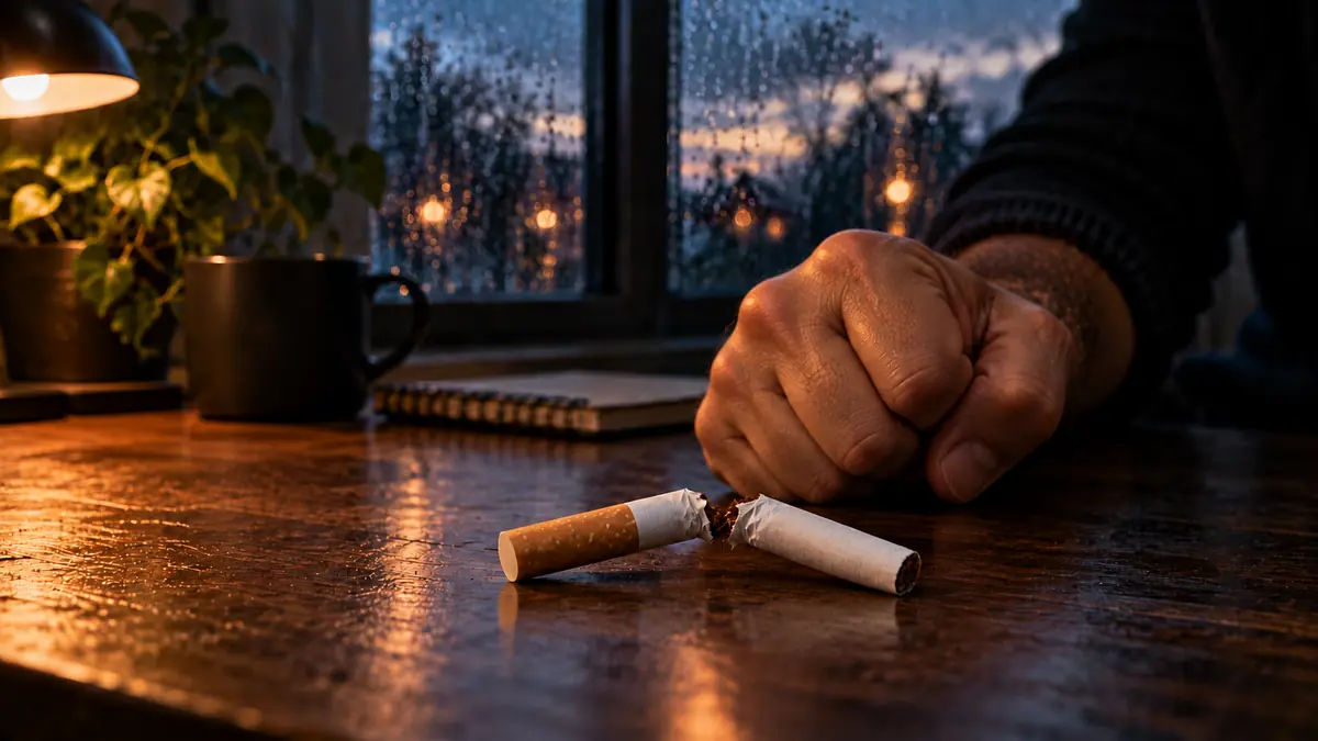 Comment arrêter de fumer : un poing fermé devant une cigarette brisée